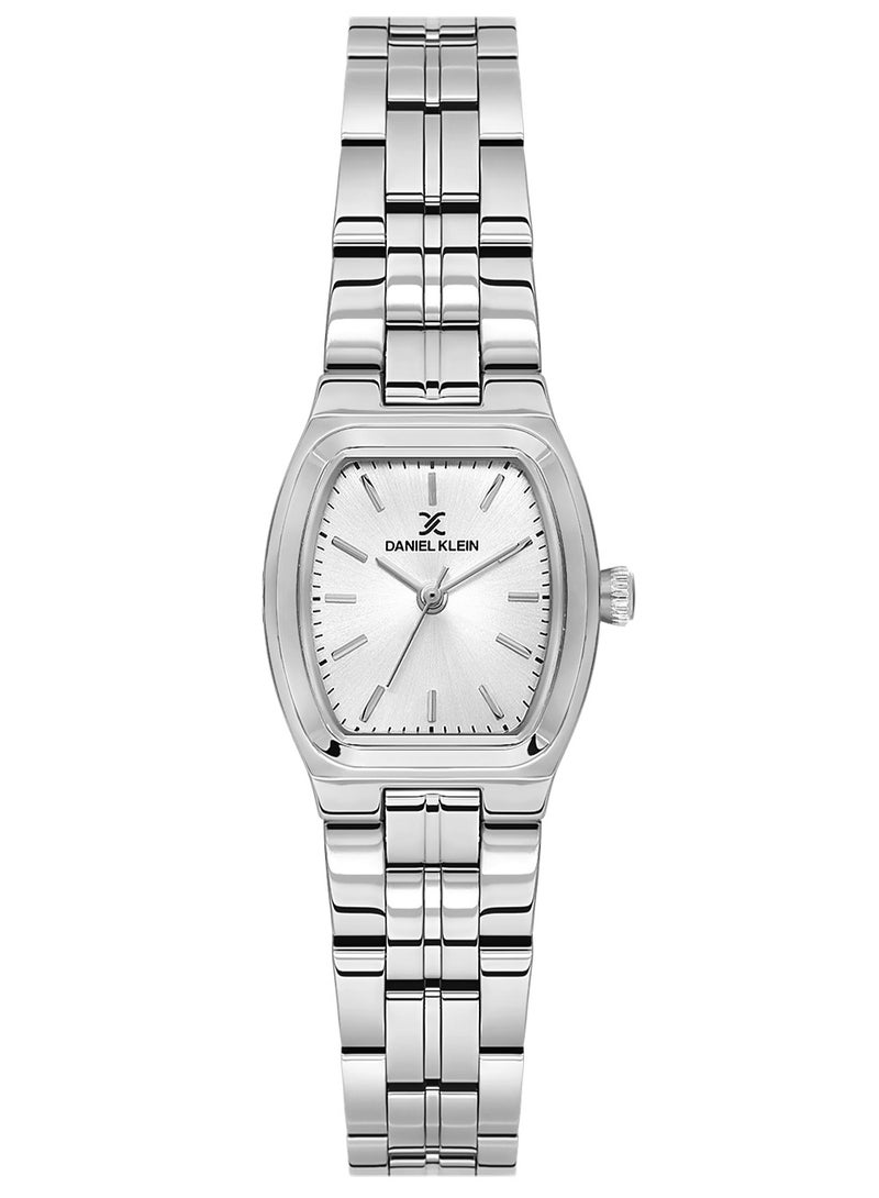 DANIEL KLEIN Women's Stainless Steel Silver Alloy Case Analog Silver Square Sunray Dial Japanese Quartz Premium 30 Meters Water Resistant - Image 1